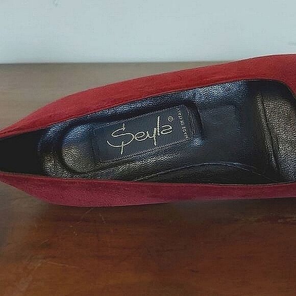 Vtg burgundy Italian suede embroidered loafers | narrow EU 35 - Picture 3 of 12